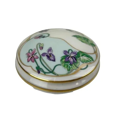 Vintage Limoges Castel France Porcelain Trinket Box Purple Floral Hand Painted • $17.99