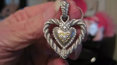 $79 • Buy Very Nice Judith Ripka Two Tone Ster Silver W/dmq Pendant/enhancer, Bale Opens