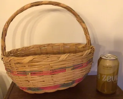 Easter Basket Vintage 50’s/60’s Wicker Large Round 12.5” Made In Mexico • $7