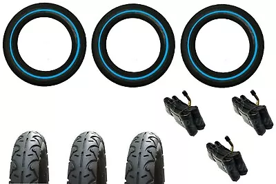 £40.18 • Buy 3 X QUINNY FREESTYLE 3 X 12  Tyres + Bent Valve Tubes & Pram Tyres BLUE LINE