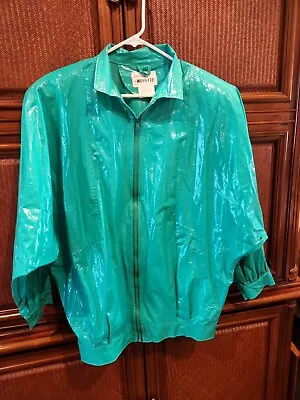 Vintage Kenn Sporn Size S-M Wippette BRIGHT GREEN Vinyl  Rain Jacket  Wet Look   • $33.33