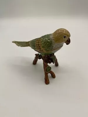 Bird On A Perch Trinket Box Hinged Hand Painted Enameled Figuine No Damage • $12.75