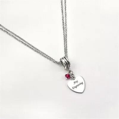 Necklace With ANY Engraving & Birthstone. Personalised Jewellery For Women • $51.24