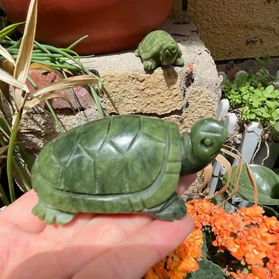 Nephrite Jade Turtle Crystal Carving Hand Carved Figurine Home Garden Decor Gift • $13.46