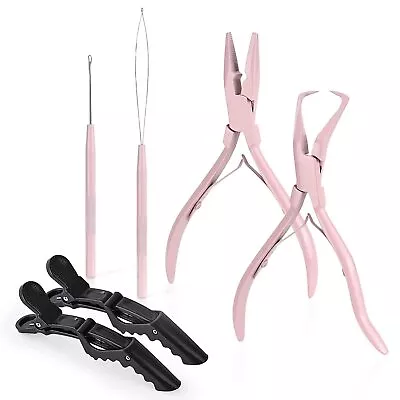 Hair Extension Beading Tool Kit Stainless Steel Micro Link Bead Pliers Pink Gift • £19.99