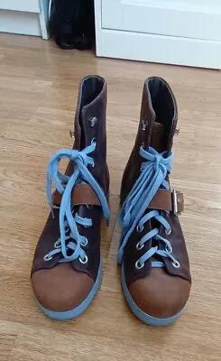 CAMPER Womens Brown/Blue Leather Boots In Very Good Condition UK Size 7 EU 40 • £39.99