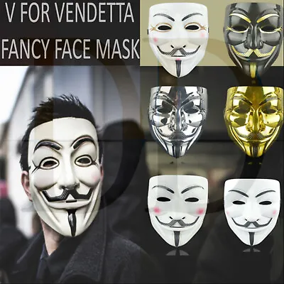 Anonymous Hacker Face Mask V For Vendetta Guy Halloween Fancy Dress Masquerade • £5.75