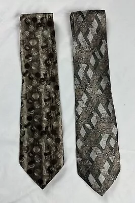 Lot Of 2 Pierre Cardin Mens Dress Earthtone Silk Neck Ties 64”x 4” Fab Condition • $9.99