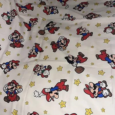 Vintage Mario Brothers Nintendo Cotton Fabric 61”x45”mario Videogame • $10