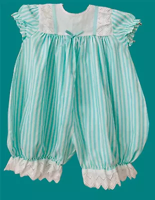 Romper All In One Romany Overall Mint Green Striped Sailor Baby To 6 Months • £8.99