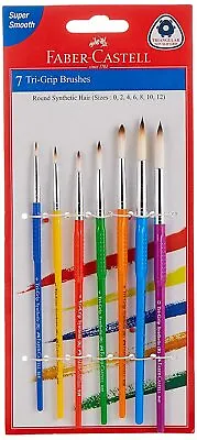 Faber-Castell Tri-Grip Brush - Round Pack Of 7 (Assorted) With Free Shipping US • $13.99