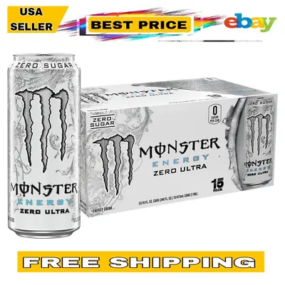 Monster Energy Zero Ultra Sugar Free Energy Drink 16 Ounce (Pack Of 15) • $44.96