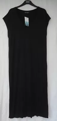Ladies Marks And Spencer Black V Neck  Long Beachwear T-shirt Dress Size M • £16.50