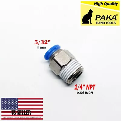 5 X Male Straight Connector Tube OD 5/32  X NPT 1/4 PU Air Push In Fitting • $9.99