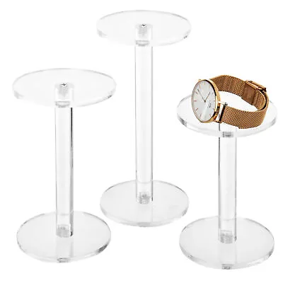 $19.99 • Buy MyGift Set Of 3 Clear Round Acrylic Pedestal Display Risers Stand
