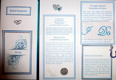 £6.20 • Buy Bridal Wedding Card Traditional Something Blue Lucky Horseshoe Sixpence &  I DO 