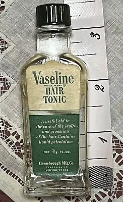 Vintage Vaseline Hair Tonic 1/16 Sample Glass Medicine Bottle W/ Paper Labels • $12.95