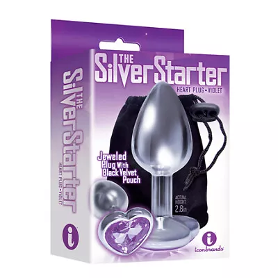 The 9's The Silver Starter Bejeweled Heart Stainless Steel Plug Violet • $25.16