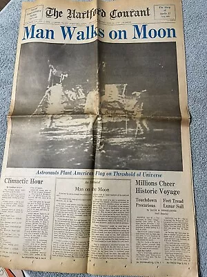 Man Walks On Moon -Newspaper July 25 1969- The Hartford Courant -Hartford  CT • $10