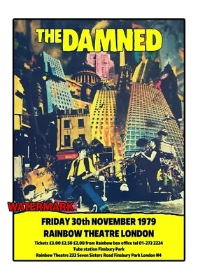 The Damned Gig Poster Print - A3 - Rainbow Theatre London 1979 - Punk Rock. • £8.50