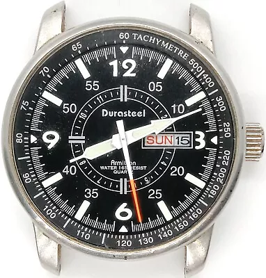 C Mens Working Armitron Durasteel Military Tachymeter Quartz Watch Works Lot • $34.99