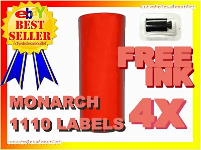 4 Sleeves Fluorescent Red Label For Monarch 1110 Pricing Gun 4 Sleeves= 64 Rolls • $65