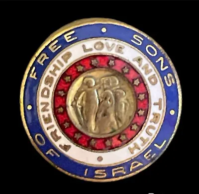 Vintage “Free Sons Of Israel” Enamel Label Pin “Friendship Love And Truth” • $12.50
