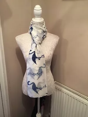 £6 • Buy White And Black Large Flamingo Scarf Scarves Shawl Wrap Ladies Present Gift