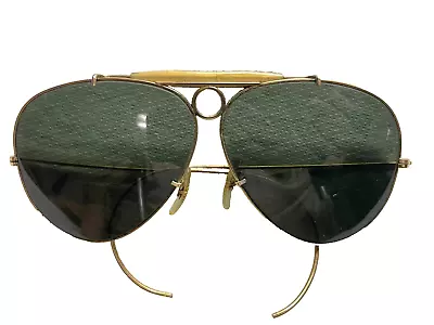 Vintage Ray Ban Bausch & Lomb Aviator Bullet Hole Shooter Wire Wrap Glasses • $59