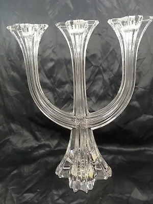 Vintage MIKASA® Austria Inn Crystal 3 Arm Candelabra Candle Holder Harlow Pattn • $39.99