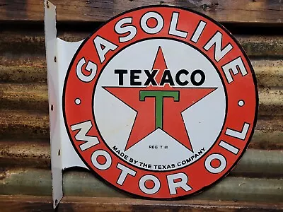 Vintage Texaco Porcelain Sign Oil Gasoline Station Service Garage Pump Flange  • $399.38