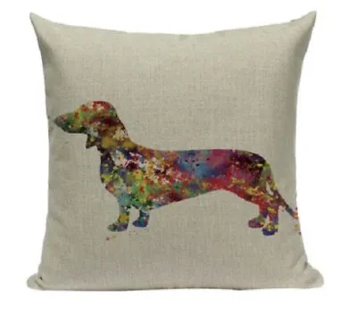 £6.99 • Buy NEW Furever Gifts Smooth-Haired Dachshund Sausage Dog Cushion Cover Linen 18  UK