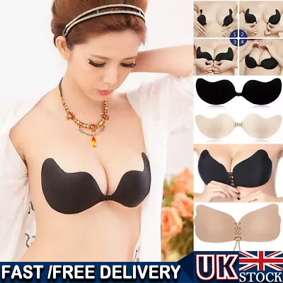 £3.99 • Buy Silicone Adhesive Stick On Push Up Gel Strapless Women Invisible Backless Bra UK