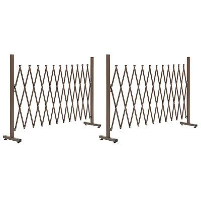 Outsunny Set Of 2 Aluminium Alloy Garden Fence Foldable Picket Fence Brown • £100.99