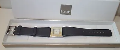 MISAKI Watch Stainless Steel Mother OF Pearl Black Leather Band New • $58.05