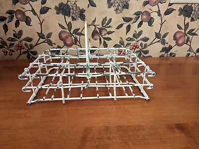 Vintage Steel Milk Rack/carrier Holds 12 (1/2 Pt)milk Bottles Old White Paint  • $50