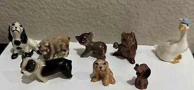 Lot 7 Vintage Hagen Renaker Miniature Ceramic Figures Figurines Dog Chipmunk Pig • $85