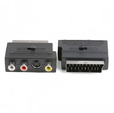 SCART Plug To 3 RCA Composite Phono Adapter Converter In Out Lead For TV DVD VCR • £3.98