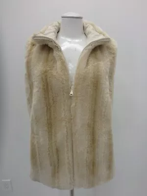 REVERSIBLE Mink Faux Fur VEST Coat Jacket Medium Beige Women's 36884 • $28