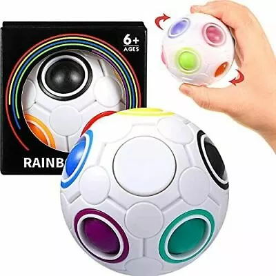 Magic Rainbow Spinning Fidget Ball Toy Speed Cube Stress Relief Puzzle • £8.99