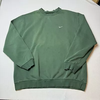 Vintage 90s Nike Forest Green Mini Swoosh Crewneck Sweatshirt XL Made In USA • $49.98