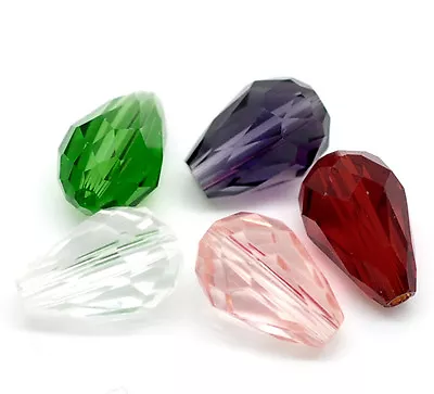 £2.39 • Buy 10 Pcs Random Mix Crystal Glass Faceted Teardrop Bead 11mm X 8mm Jewellery E117