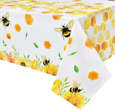 WERNNSAI Bee Party Tablecloth - 1 Pack 137 X 274cm Bee Birthday Party Supplies • £9.20