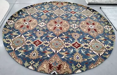 CAMEL / BLUE 8' X 8' Round Back Stain Rug Reduced Price 1172735191 HG653A-8R • $179