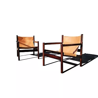 $5800 • Buy A Pair Of Mid-century Modern Lounge Chairs Safari Chairs By Michel Arnoult.