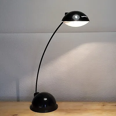 Vintage  CANTILEVERED ATOMIC MOD SAUCER ART DECO MEMPHIS Black Desk/Table Lamp • $74.71