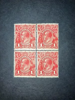 KGV -  1d RED BLOCK OF FOUR - SINGLE W/MARK - MLH • $9.99