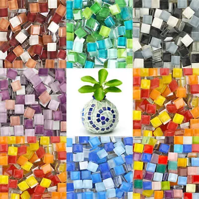 For Arts Crafts Multicolours 1x1cm Stained Glass Square Mosaic Tiles Polished • $11.68