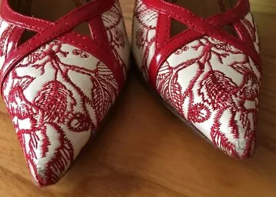 #VINTAGE Miss Sixty Red Toile De Jouy Style Court Shoes Size 5 • £39.99