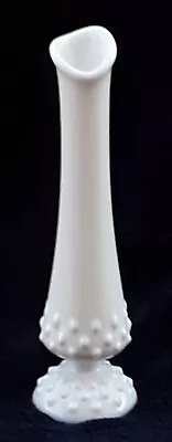 Vintage Fenton White Hobnail Milk Glass Swung Pedestal Bud Vase 8.5  • $18